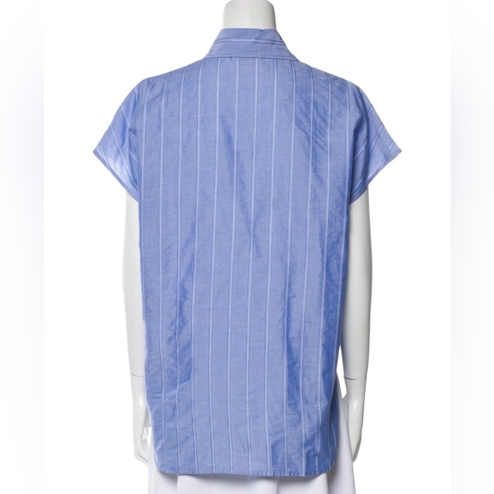 Sandro blue button up short sleeve blouse shirt size Large L - Picture 6 of 7
